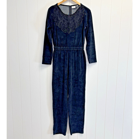 Vintage Newport News Women Whimsigoth Velour Jumper Size S Comfy Lace 90s Witchy - Picture 1 of 10